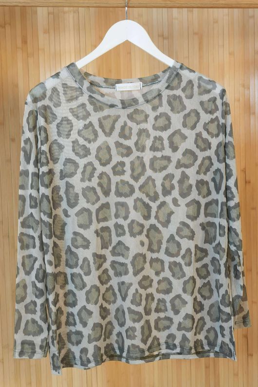 Bobby Mesh Layering Top Leopard Soft Khaki